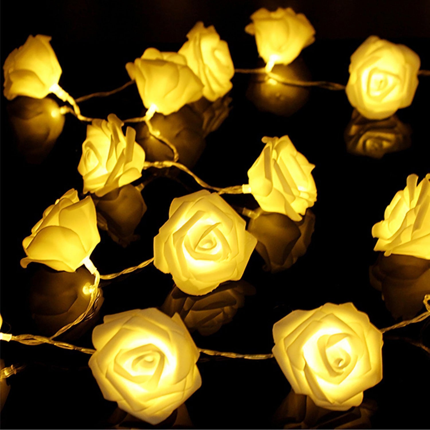 1Pc 40 LEDs Rose Flower String Lights 10ft 3m Battery Operated Decorative Lights For Anniversary Valentine's Wedding Bedroom