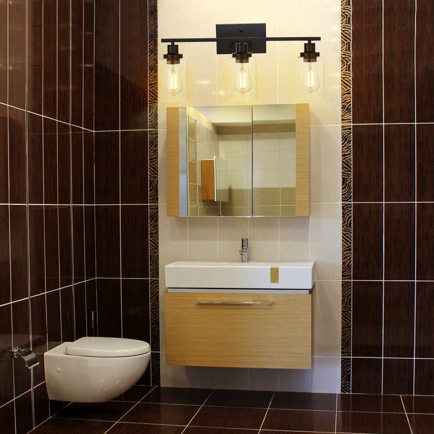 1Pc 3-Light Wall Sconce Lighting With Clear Glass Shade Bathroom Vanity Lamp Fixture Modern Mounted Light For Porch Mirror Living Room Bedroom Hallway