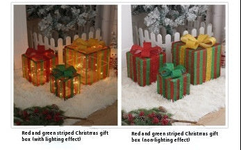 Led Christmas Gift Box Three-piece Set Lighting Chain Scene Layout Decorative Lights